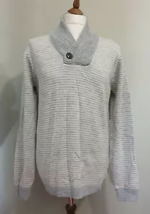 Peregrine Regatta Shawl Jumper Grey Ecru Size XL 100% Wool Made In England - Picture 1 of 10