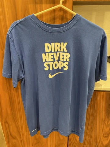 Rare Dirk Nowitzki Dirk Never Stops Nike Dri-fit Shirt Dallas Mavericks Cover