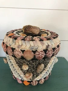 Vintage OOAK Hand Made Ice Bucket Cooler Sea Shell Design Styrofoam Beach WOW! - Picture 1 of 7