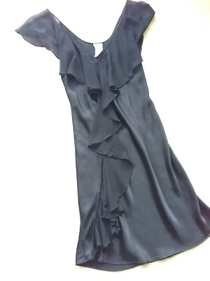 Intimissimi lingerie nightie pj black silk M shoulder-to-hem ruffle vintage Y2K - Image 1 of 4