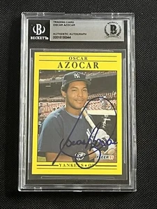 OSCAR AZOCAR 1991 FLEER SIGNED AUTOGRAPHED CARD YANKEES BECKETT BAS AUTHENTIC - Picture 1 of 2