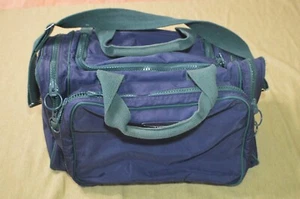 LANDS' END Direct Merchants Classic Navy Blue/Green Duffel Bag Made in USA - Picture 1 of 11
