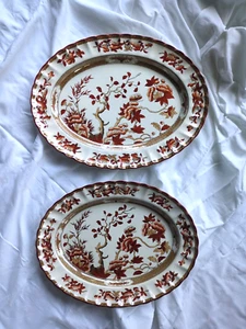 Copeland Spode Indian Tree Oval Serving Platter Set of 2 Old Backstamp - Picture 1 of 10
