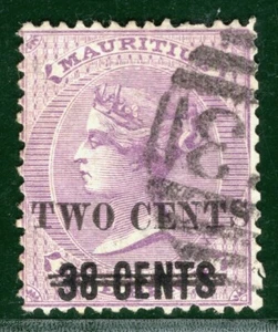 MAURITIUS QV Stamp 2c/38c Surcharge Used GBLUE29 - Picture 1 of 6