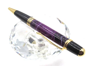 STUNNING HIGH QUALITY HANDMADE PURPLE PEARL SWIRL ACRYLIC TWIST BP PEN - Picture 1 of 4