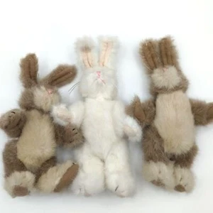Boyds Bears Vintage 90s Set of 3 Toy Bunny Rabbits Brown White 8" - Picture 1 of 4