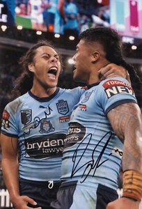 Jarome Luai and Brian To'o Hand Signed New South Wales 12x8 Photo NRL Autograph - Picture 1 of 1