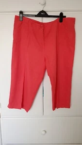 MIA MODA CORAL CROPPED LINEN/VISCOSE MIX TROUSERS SIZE 18 - Picture 1 of 8