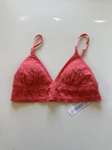 Hanky Panky Womens Sz S Signature Lace Padded Triangle Bralette Bra Coral 487004 - Picture 1 of 5