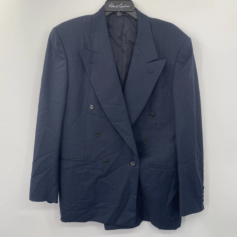 Chaqueta de traje Canali Milano 40 R azul marino a cuadros 100 % lana pura para hombre Foto 1 de 4