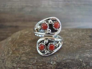 Anillo ajustable de plata esterlina y coral indio navajo - Belin - Imagen 1 de 5