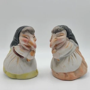 Vintage Kitchen Witch Ceramic Salt & Pepper Shakers Made in Taiwan 3" Babushka - Picture 1 of 16