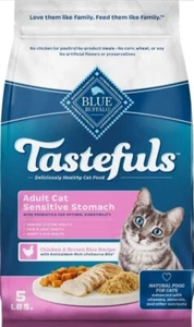 5 lb. Blue Buffalo Tastefuls ADULT CAT SENSITIVE STOMACH Dry Food Chicken - Picture 1 of 4