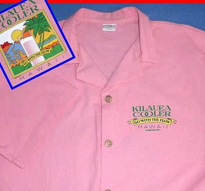 CAMISA MASCULINA KILAUEA COOLER L GO WITH THE FLOW ROSA LOUCO HAVAIANO ROSA SALMÃO - Imagem 1 de 2