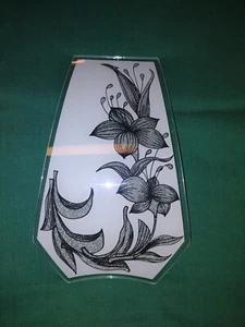 OK LIGHTING TOUCH LAMP REPLACEMENT GLASS-1 Panel-Black/White Tiger Lilies/Flower - Picture 1 of 4