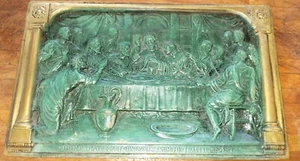 Old Solid Brass The Last Supper Artwork high relief Copper decorative art plaque - Picture 1 of 3
