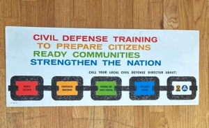 Vintage 1964 Zivilschutz Schild Verteidigung Training Werbeplakat Kalter Krieg Atombombe - Bild 1 von 4