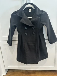 Just Kids Girl’s Pleated Pea Coat Black Size 8 - Picture 1 of 6