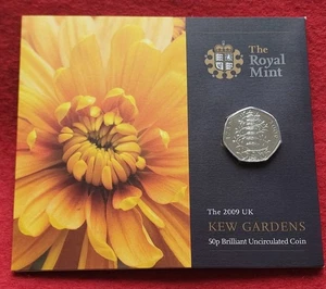 RARE 2009 Brilliant Uncirculated Genuine Kew Gardens 50p Coin BU Pack SEALED - Picture 1 of 4