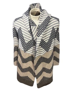 Maglione cardigan con cappuccio Field Flower Anthropologie misto lana M maglia Chevron - Foto 1 di 8