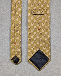 Ermenegildo Zegna Men's Tie Gold Geometric Floral Dots 100% Silk MADE IN ITALY - Picture 1 of 9