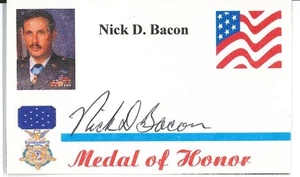 Nick Bacon signierte Visitenkarte Ehrenmedaille - Vietnam O&E - Bild 1 von 1