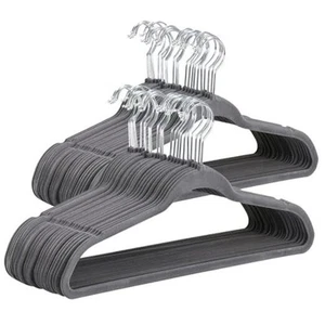 100 Pack Non Slip Velvet Hangers Heavy Duty Flocked Coat Suit Hangers Space - Picture 1 of 7