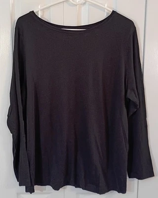 Ladies Black Casual Tee Shirt-Long Sleeve-PLUS SIZE 1X-Dressbarn - Image 1 of 3