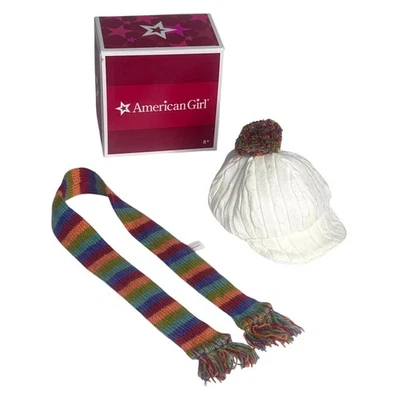 American Girl Doll Julie Cap & Scarf Set Newsboy Hat Knit Scarf Accessories Box - Image 1 of 4