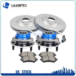 Drilled Brake Front Rotor Ceramic Pads & Hub Bearings For 00-2004 Buick LeSabre - Bild 1 von 13