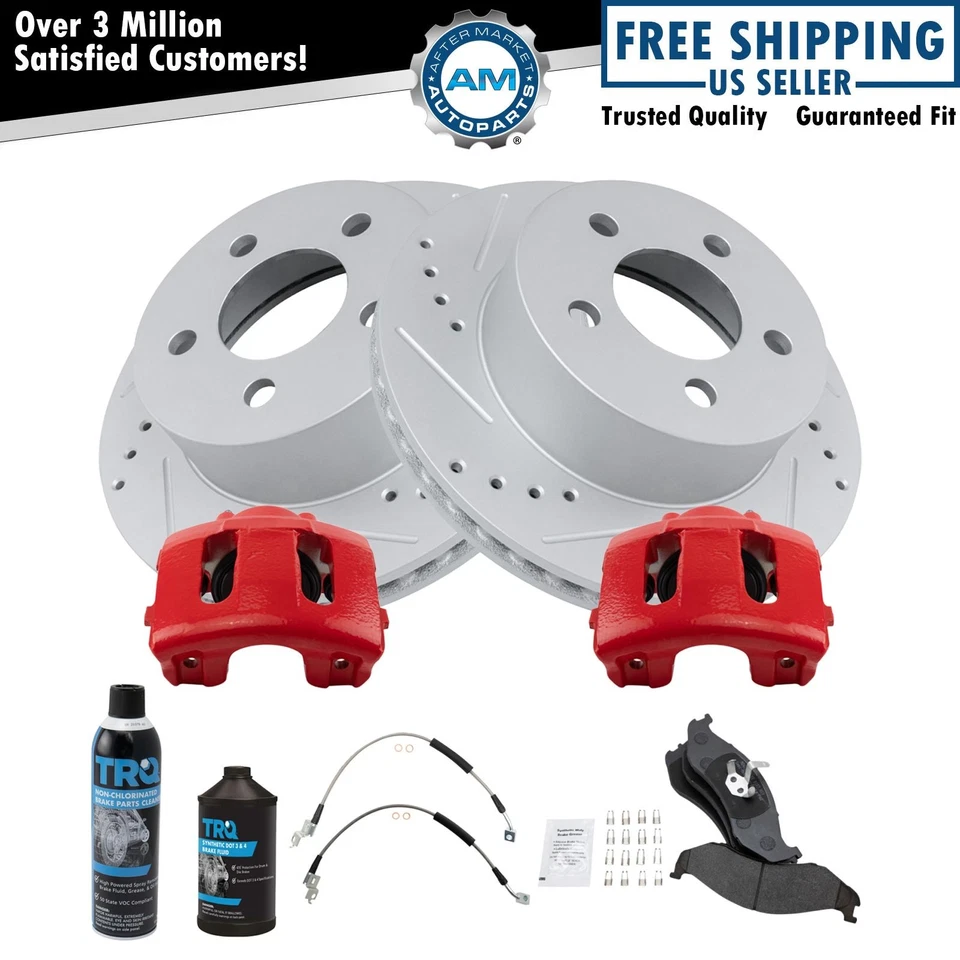 Kit de pastillas de freno delanteras y rotor de rendimiento ranurado para Jeep Foto 1 de 4