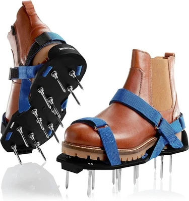 Zapatos de aireador de césped ajustables para aireación con clavos herramienta de césped correa de escotillador Foto 1 de 4
