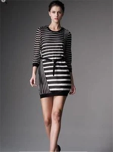 3.1 Phillip Lim gestreiftes Strickkleid Wollmischung Gürtel hinten offen MEDIUM 6 8 $ 475 - Bild 1 von 9