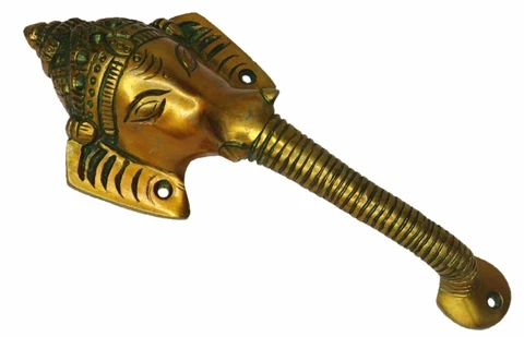 Crown Ganesha Door Handle Vintage Style Handmade Brass Elephant Window Pull Knob Cover