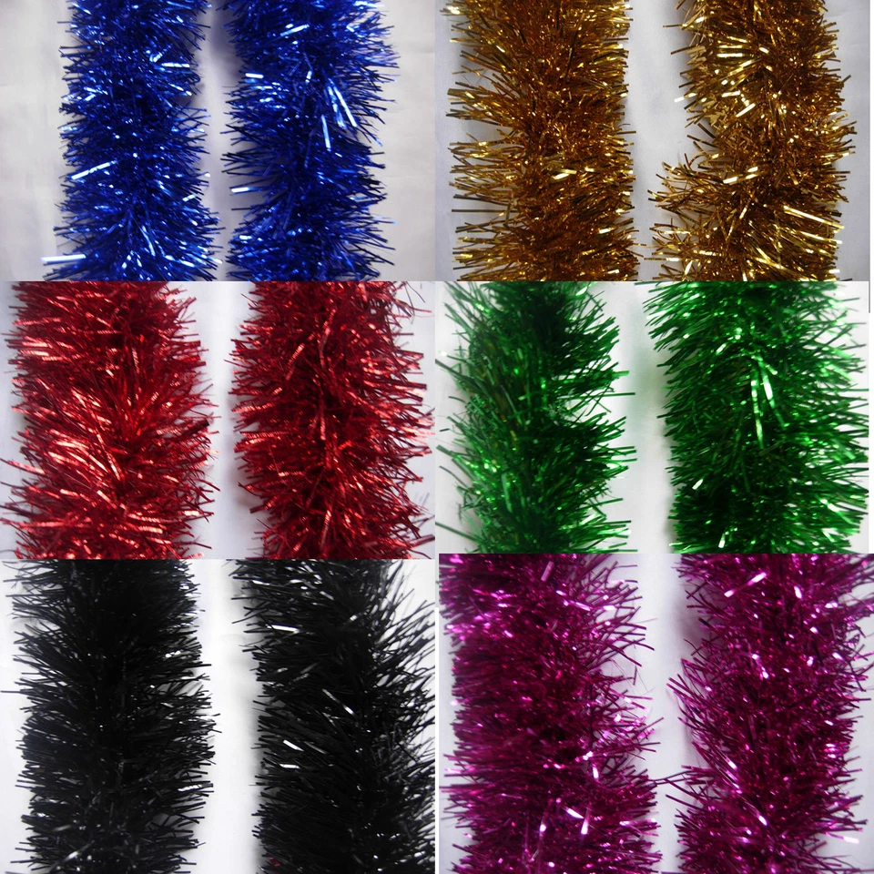 2M (6,5FT Tinsel Chunky Christmas Tree Decoration Home Xmas Garland 20 Colour UK - Image 1 of 1