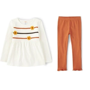 New Gymboree Girls Top & Leggings Set 4T White Orange Harvest Lil Pumpkin  - Picture 1 of 10