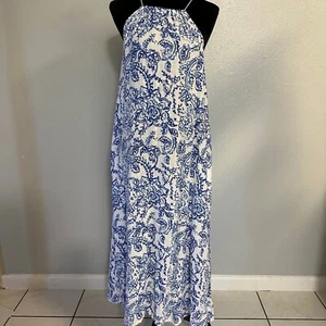 Caroline Constas Sun Dress Size Small Blue White Floral with Pockets Beach Party - Picture 1 of 9