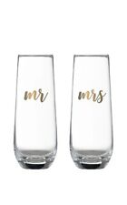 Lillian Rose Mr & Mrs Champagne Glass Set, gold