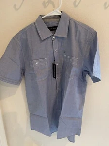 MICHAEL BRANDON-SIZE MEDIUM COTTON BLEND BLUE SHORT SLEEVE SHIRT FOR MEN - Picture 1 of 2