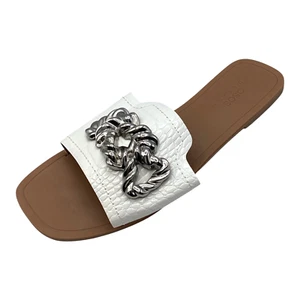 Sandalias planas de cocodrilo con charol blanco deslizables talla UK 5 de ASOS para mujer nuevas - Imagen 1 de 7