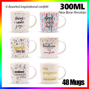 48x Inspirational Porcelain Mug 300ml Tea Coffee Drinking Cup Gift New Bone - Picture 1 of 2