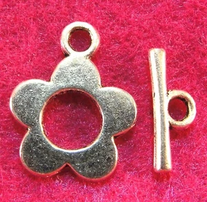 50Sets WHOLESALE Tibetan Silver FLOWER Toggle Clasps Hooks Connectors Q0311 - Picture 1 of 6