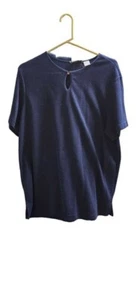 Maglia donna blu navy manica corta buco della serratura taglia 18/20W misto poliestere/rayon - Foto 1 di 9