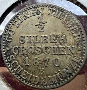1870-B Prussia 1/2 Silver Groschen - Picture 1 of 2