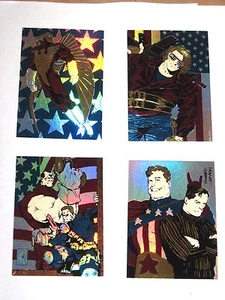 Juego de 4 tarjetas Creator's Universe 1993 Insert Chase All American Holofoil en relieve - Imagen 1 de 10