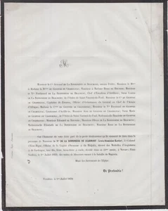 1859 Faire-part décès Louis BONNIN de LA BONNINIÈRE de BEAUMONT - Vendôme. - Picture 1 of 1