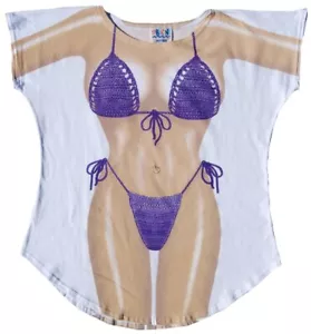 Purple Macrame Bikini Body Tee Shirt - Cover-Up #41 (One Size Fits Most) - Picture 1 of 2