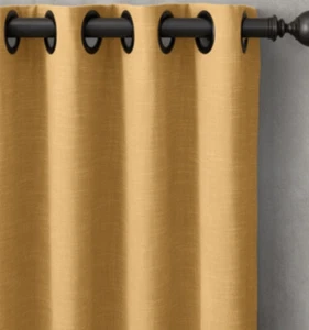 RH( 1)PERENNIALS® PERFORMANCE TEXTURED LINEN SOLID GROMMET DRAPERY 50X120 Soleil - Picture 1 of 10