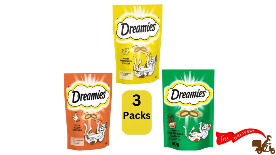 Dreamies Cat Treats With Tasty Chicken,Irresistable Catnip,Delicious Cheese 60g - Image 1 of 4