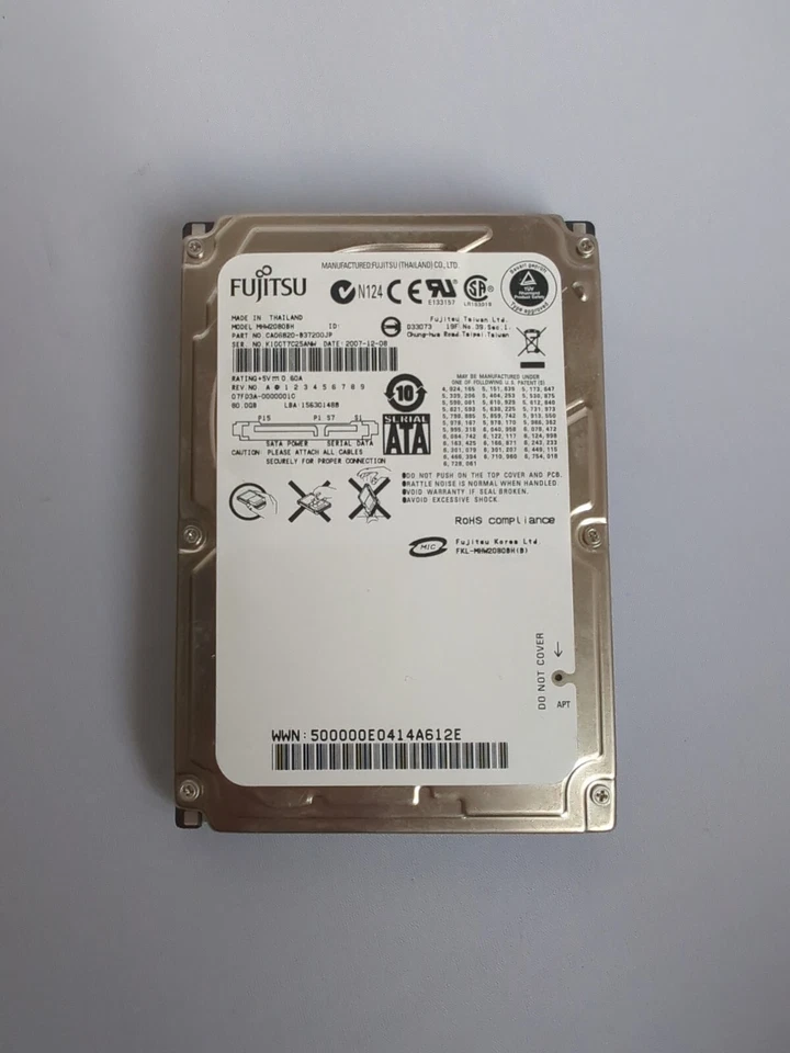Fujitsu MHW2080BH 80GB 2.5" 5400RPM SATA HDD Hard Disk Drive HDD - Image 1 of 2